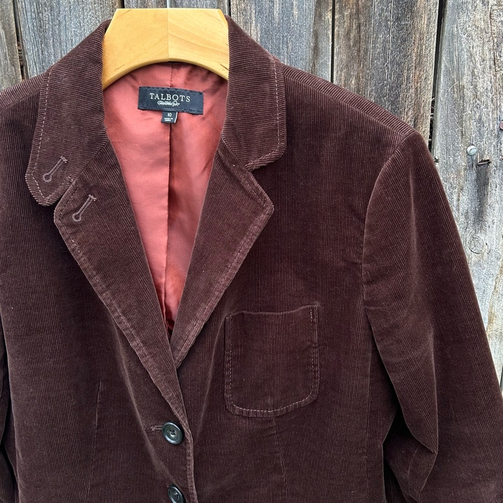 Talbots Corduroy Blazer Jacket Brown 10 - Picture 4 of 14